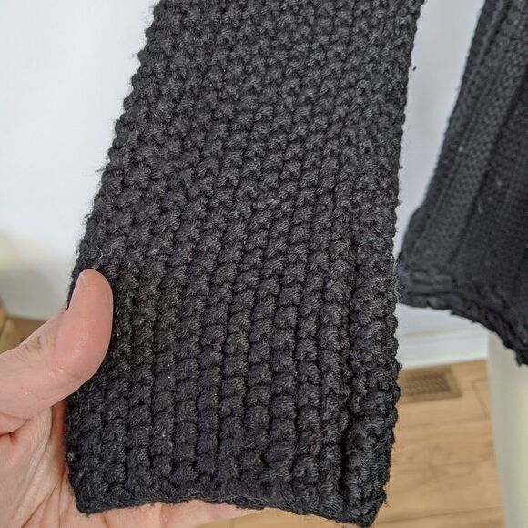 MANOUSH Anthropologie Black Wool Blend Soft Knit sequin Flower Sweater cardigan - Picture 8 of 12